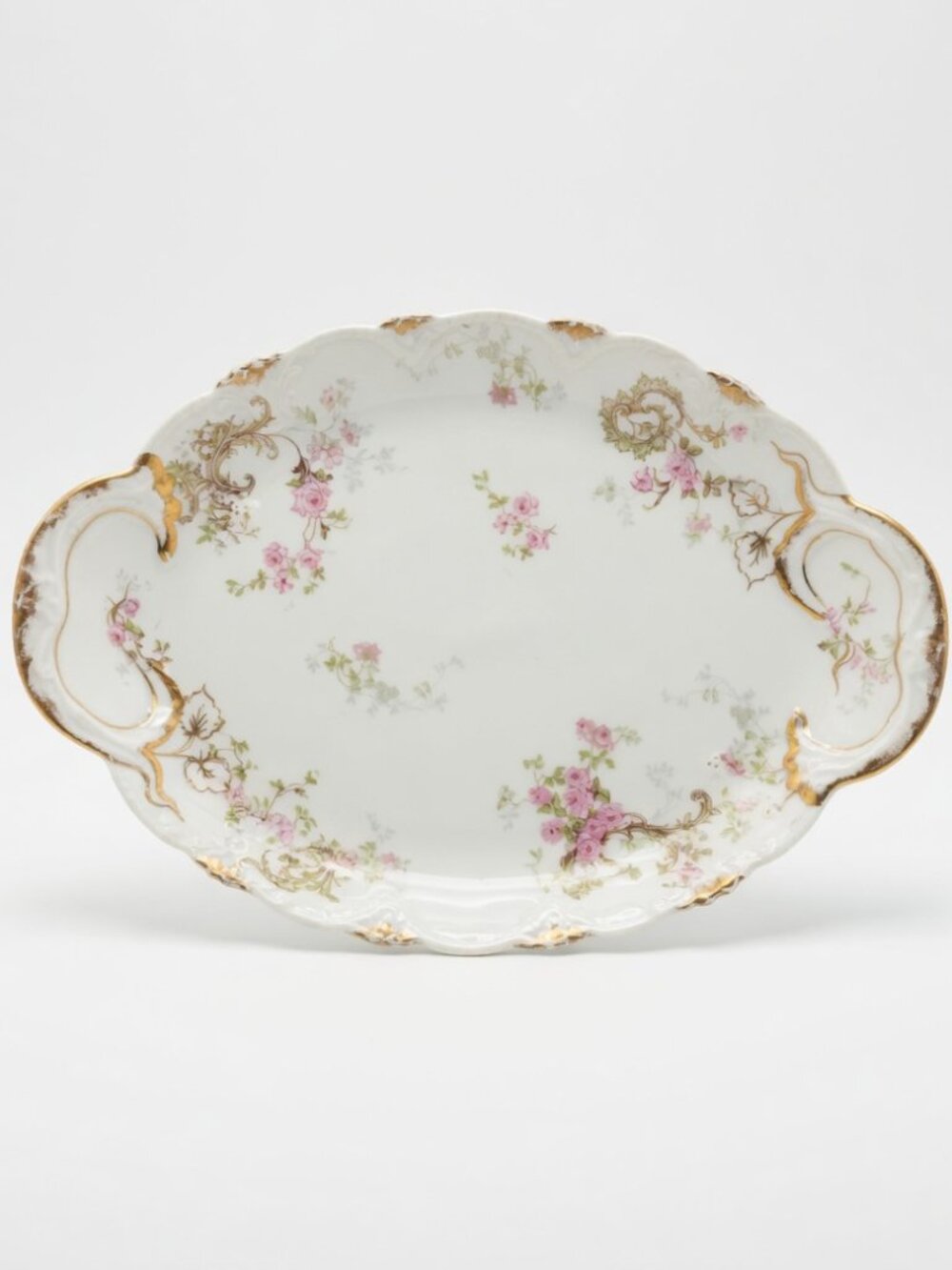 Rare Antique Theodore Haviland Limoges France Pink Rose Gold Gilt 11.75" Platter